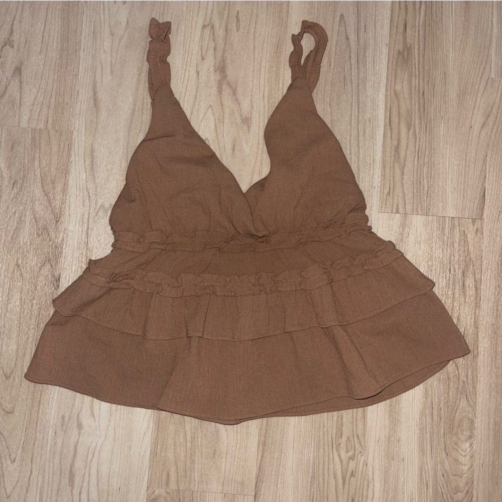 THE IMPECCABLE PIG GAUZE BROWN TANK TOP